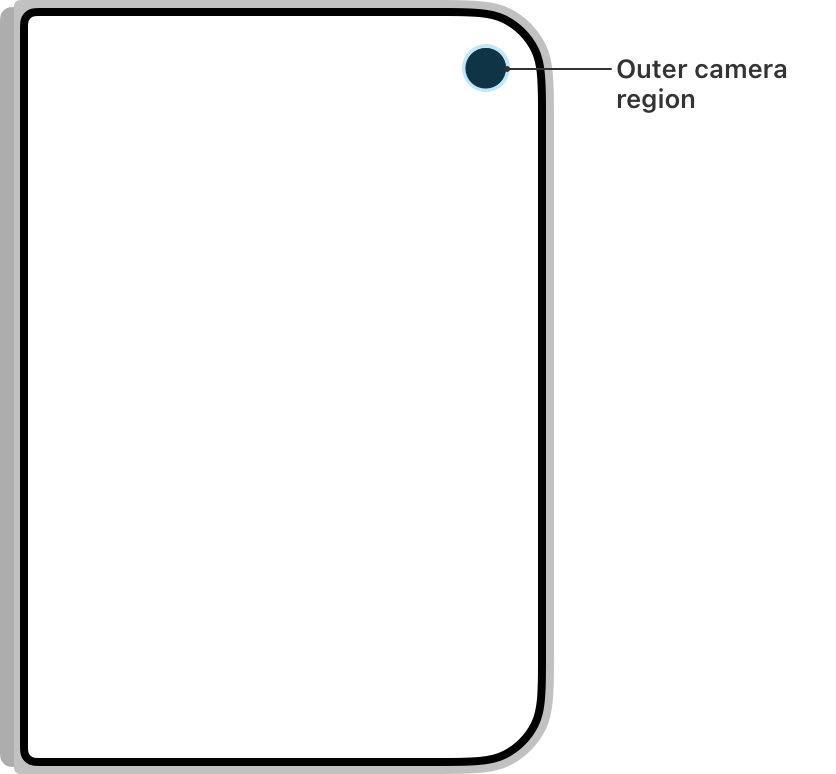 Outer display outline with the camera region highlighted near the top-right corner
