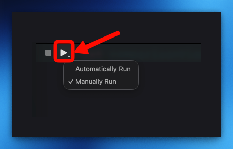 Switching the playground from automatic to Manually Run